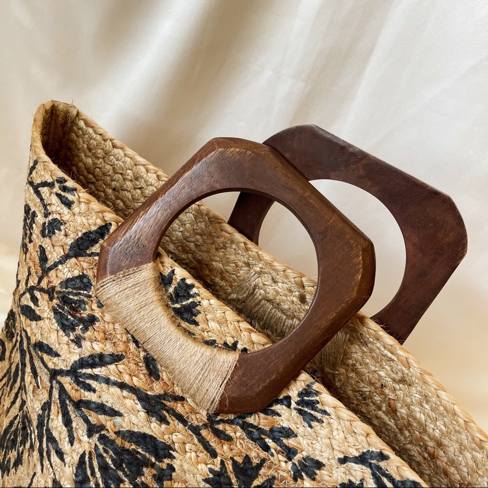 Summer French Basket Bag — Natural/Navy - Picture 3 of 11